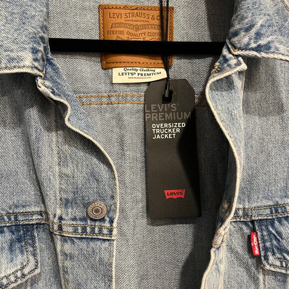 Levi's Jean Jacket 100% Cotton Denim Oversized Trucker Jacket Mens Large NWT - Picture 3 of 5